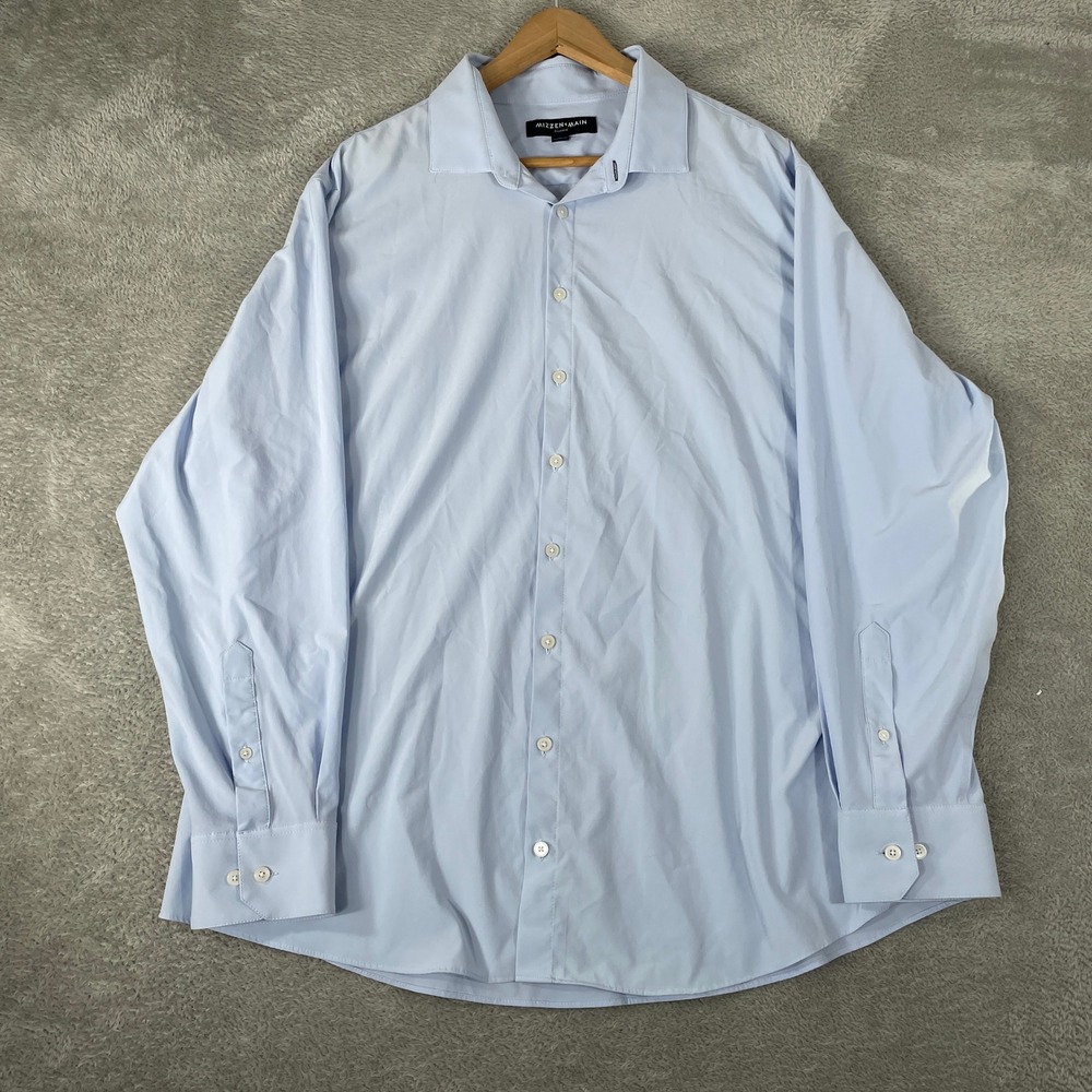 Mizzen+Main Leeward Dress Shirt Mens XL Blue Classic Fit Performance Stretch